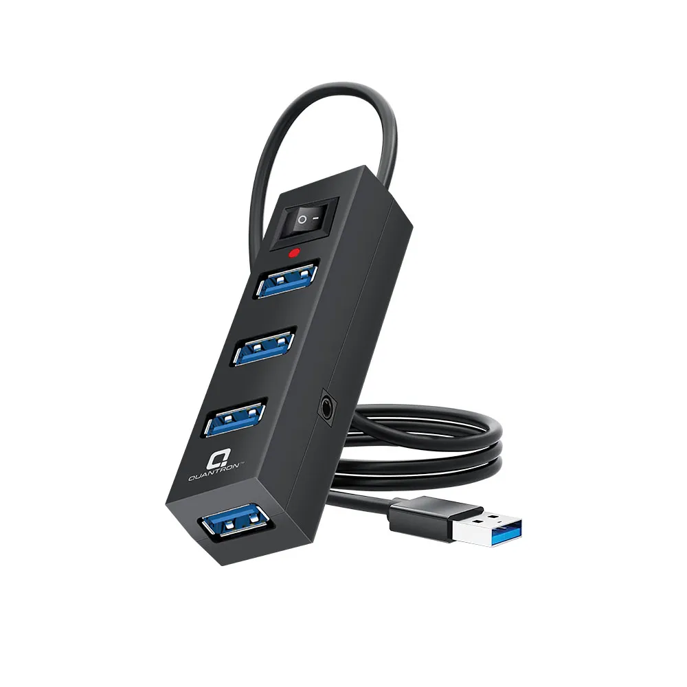 QUH-210 Quantron 4 Port Superspeed USB Hub 2.0 for PC/Laptops, Portable Data Hub with Hi-Speed Data Transfer Up to 480Mbps | Strong and Durable | 65 cm Long Cable